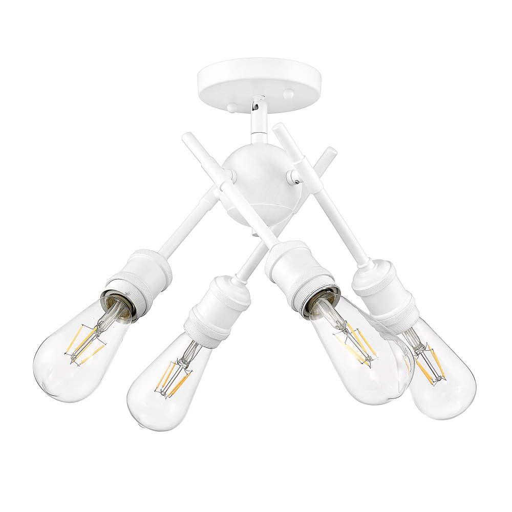 Wry Lighting Axel 4-light Semi-Flush Mount in Matte White